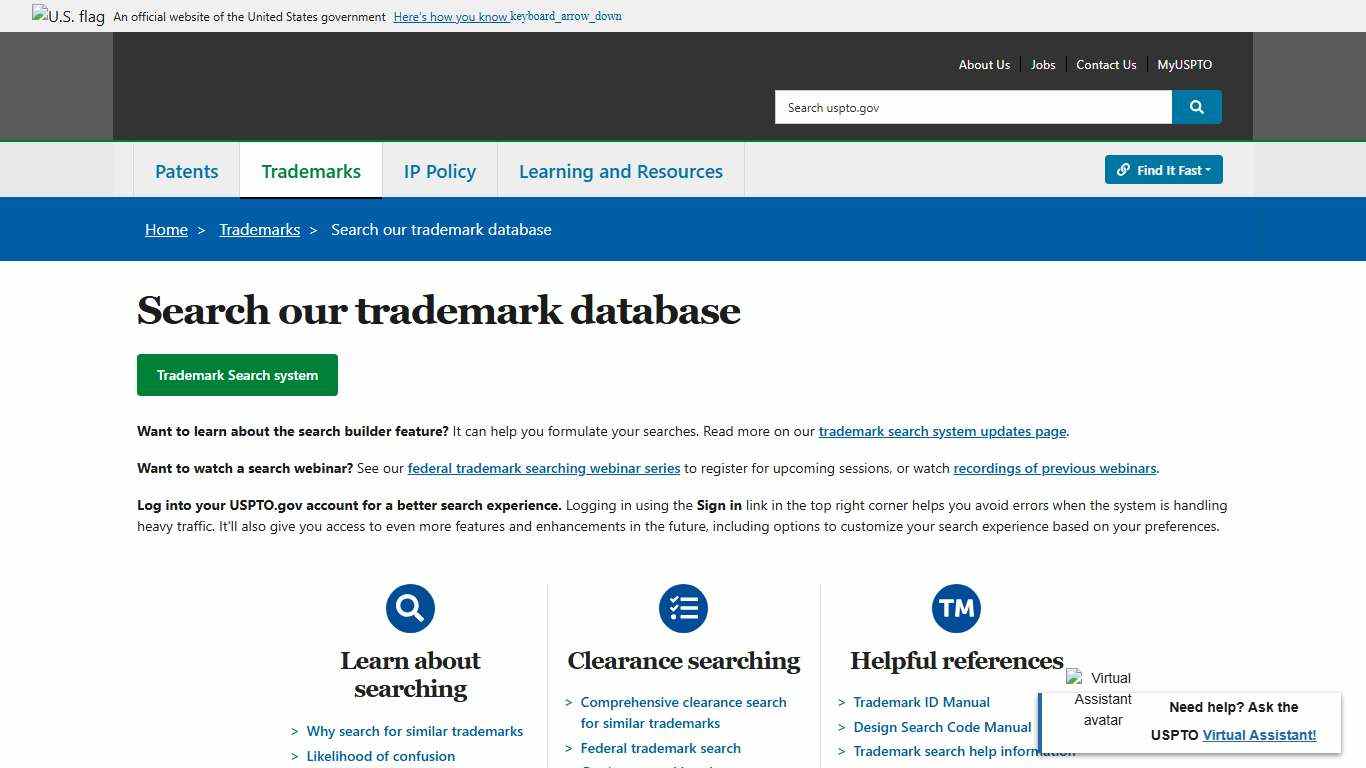 Search our trademark database | USPTO